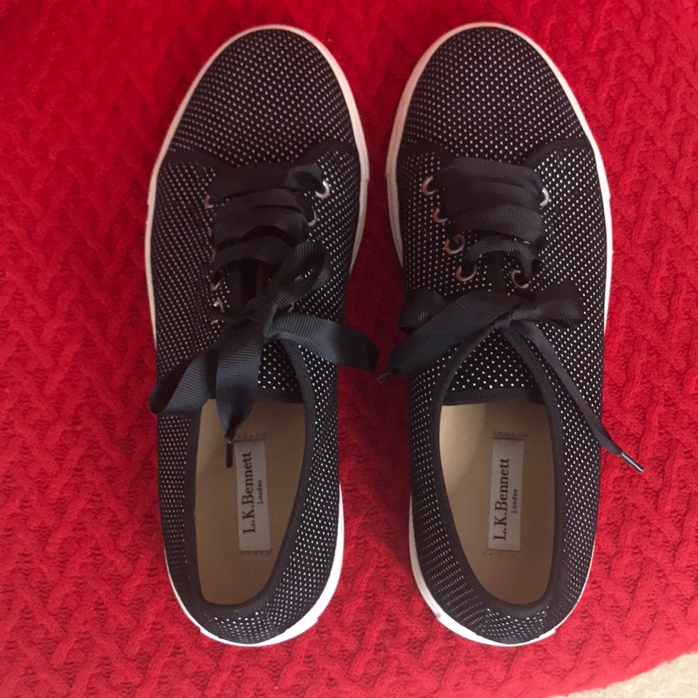 LK Bennett London Sneakers Size 10. Black Dot Print Lace Up